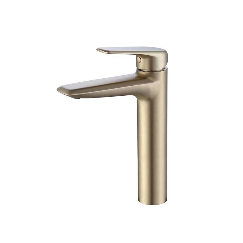 Brushed Gold/Gray Brass Bathroom Faucet Fashion Deck Mount Hot and Cold Water Mixer Basin Faucet White Single Hole Sink Tap
