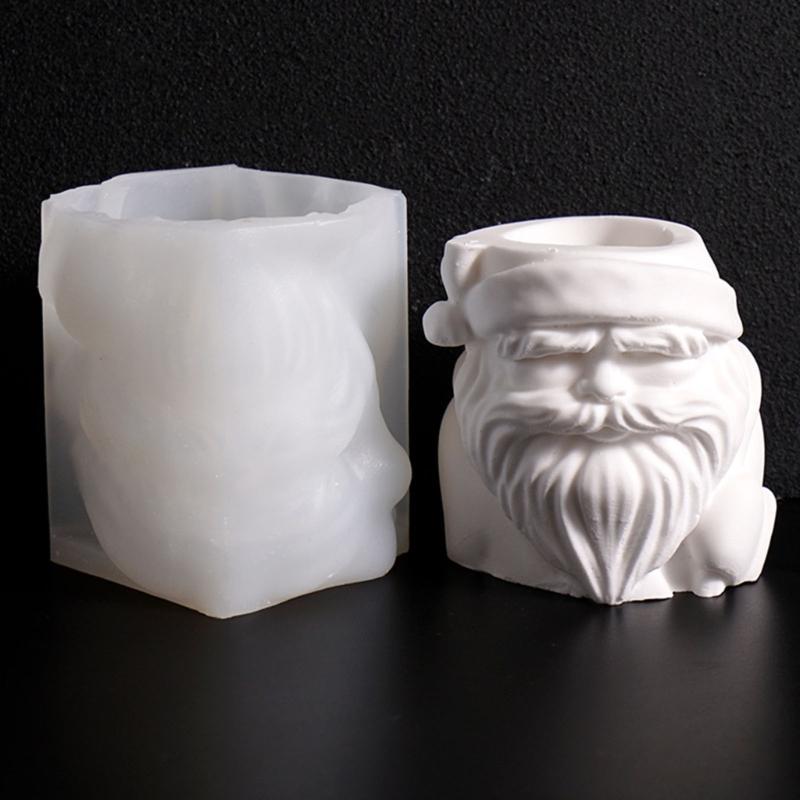Santa Flower Pot Silicone Mold Christmas Candle Silicone Mould For Epoxy Resin Handmade Candle Soap Chocolate Baking