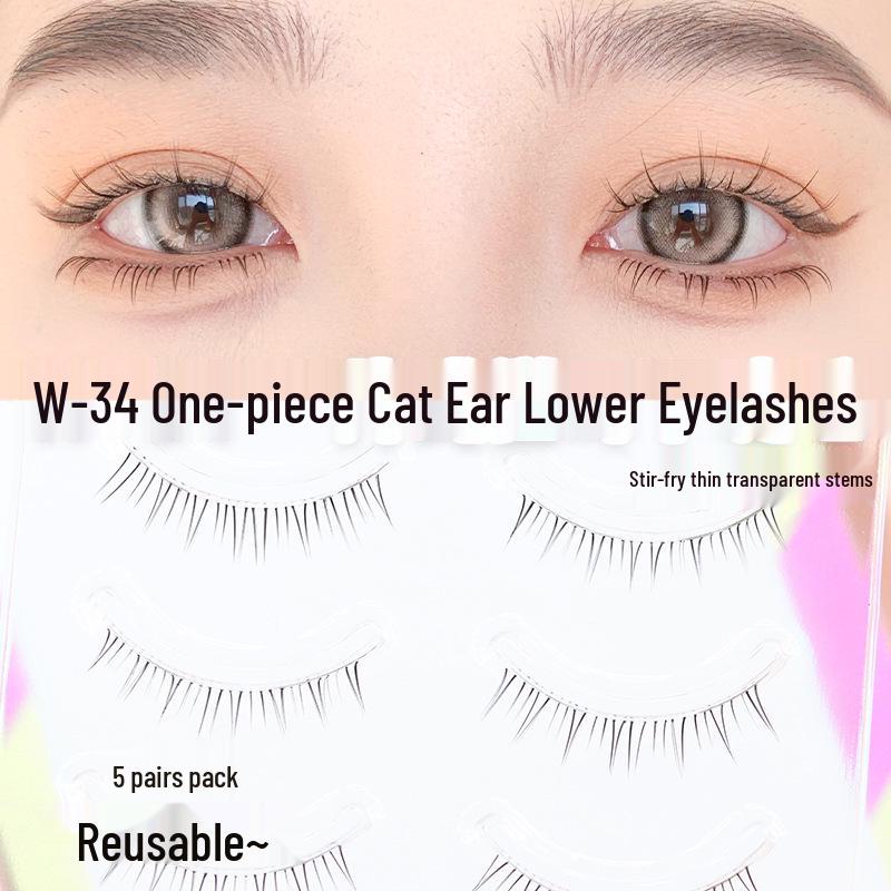 

Dream Deer W-34 Self-Adhesive Natural Looking Eyelashes - Transparent Band, Fairy Single Cluster, Full Strip