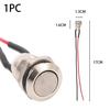 12mm Momentary Push Button Switch 12V Waterproof Power Pushbutton Small Round Chrome Stainless Metal 2pin N/O Switch Cable