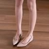 New inner height increase French nude rivet pointed single shoes summer flat bottom small fragrant wind light mouth Mary Jane shoes