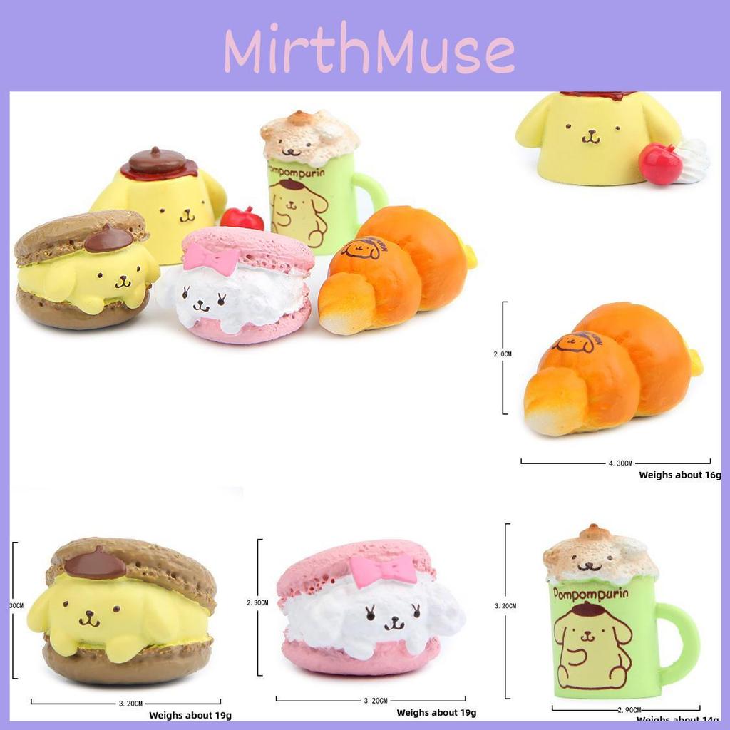 Pompompurin Cartoon Burger Bread And Cup Resin Ornaments For Party Gifts And
