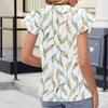 Women's Fashionable Casual Printed Ruffle Edge Shirt Button Short Sleeved Top Short Sleeved Top