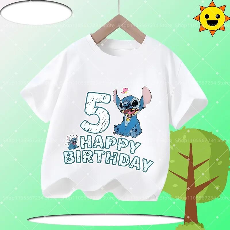 2026 Fashion Kids T-Shirt, Stitch Cartoon Print Short Sleeve Tops, Casual Round Neck Tees for Boys & Girls