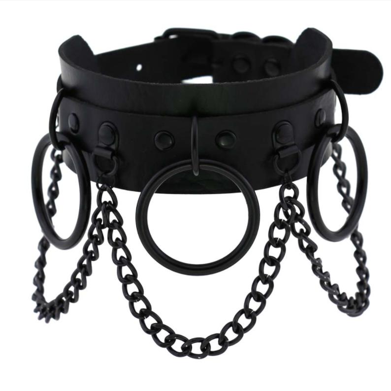 Black Gothic Punk Choker Goth Chain Collar Dark Fashion Leather Chocker Harajuku Rock Necklace Witch Grunge Festival Accessories High Quality