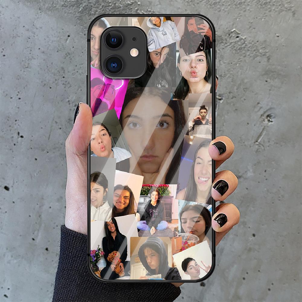 Charli Damelio D'Amelio Tempered Glass Phone Case Cover For IPhone 6 7 8 11  12 13 X Xs Xr Pro Max Plus Samsung Galaxy Xiaomi Redmi Tpu Hot 3D  buy at