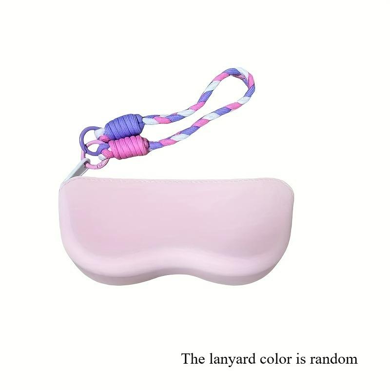 

1 шт. Водонепроницаемый силиконовый чехол для очков на молнии и с плетеным шнурком - Портативное модное хранилище для очков розовый