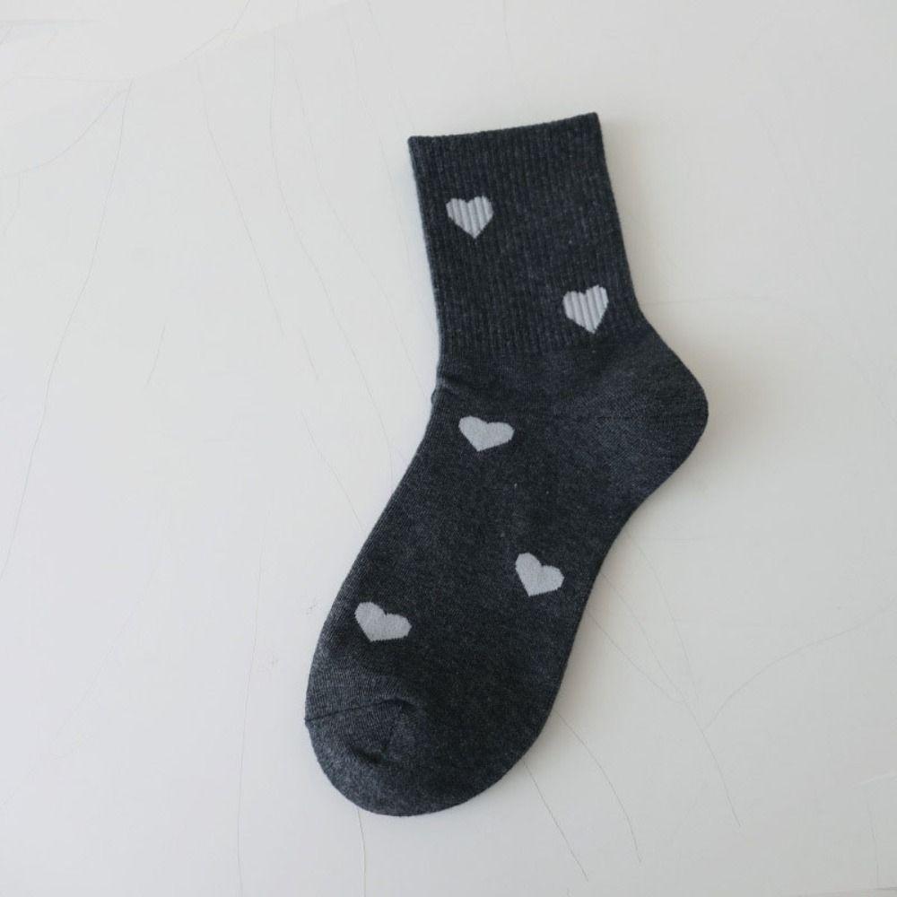 5 Paar Koreanischer Stil Liebes Mittelschaftsocken Harajuku Mittelschaftsocken Niedliche Patchwork Farbsocken Damen