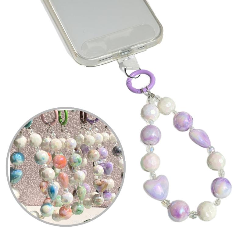 Handmade Beaded Phone Chain Elegant Crystal Wristlet, Fashionable Wrist Lanyard Accessories Suitable for Smartphone Bags