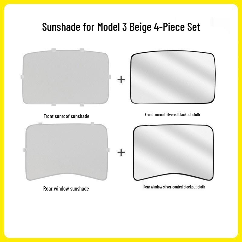 

Tesla Model Y/3 Ice Crystal Sunroof Heat Insulation Sunshade Model 3 Silver - New Panel белый