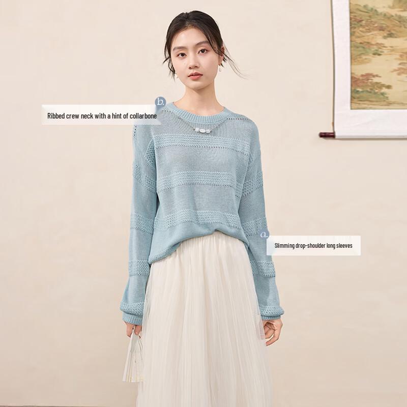 Women's Round Neck Long Sleeve Knit Sweater