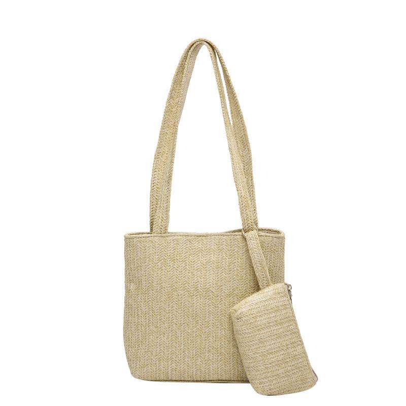 2024 Spring New Simple Casual Tote Bag Large Capacity Fashion Street Trend Straw Woven Shoulder Bag