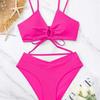 1011 new bikini European and American solid color lace-up sexy bikini split swimsuit swimsuit women
