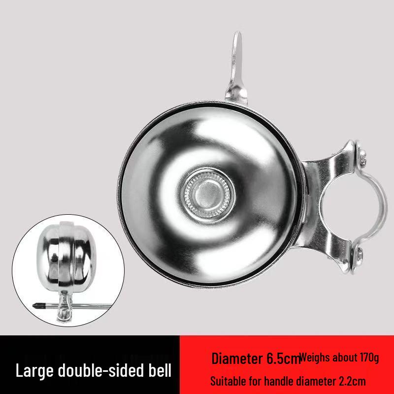 Nostalgic Retro Iron Bicycle Bell - Double-sided Rotating, Crisp Sound, Large Design