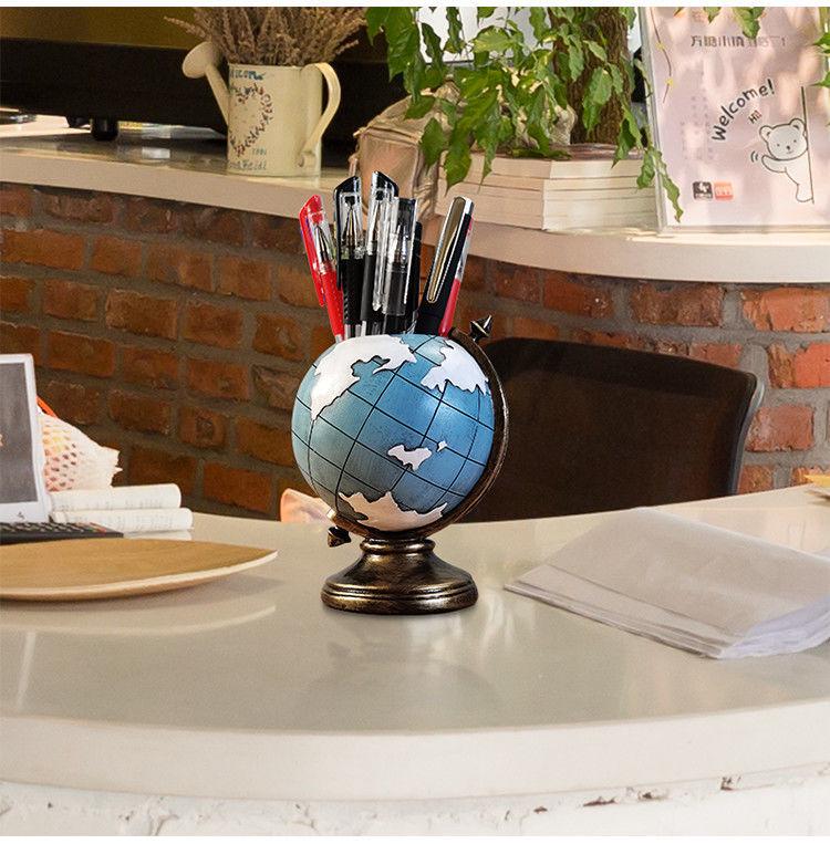 European Style Multifunctional Retro Pen Holder with Storage for Desk and Living Room Decor