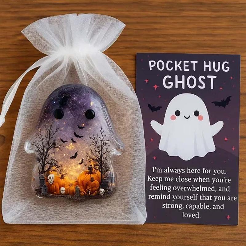 Halloween Ghost Pocket Cards Pocket Comfort Ghosts Pockets Hug Ghost With Encouragement Card Cute Mini Charm Gifts