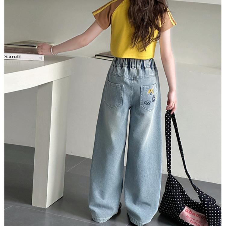 Girls' Straight Leg Jeans Spring and Autumn Trend Wide Leg Pants Girls' Pants Loose Pants Children's Clothing