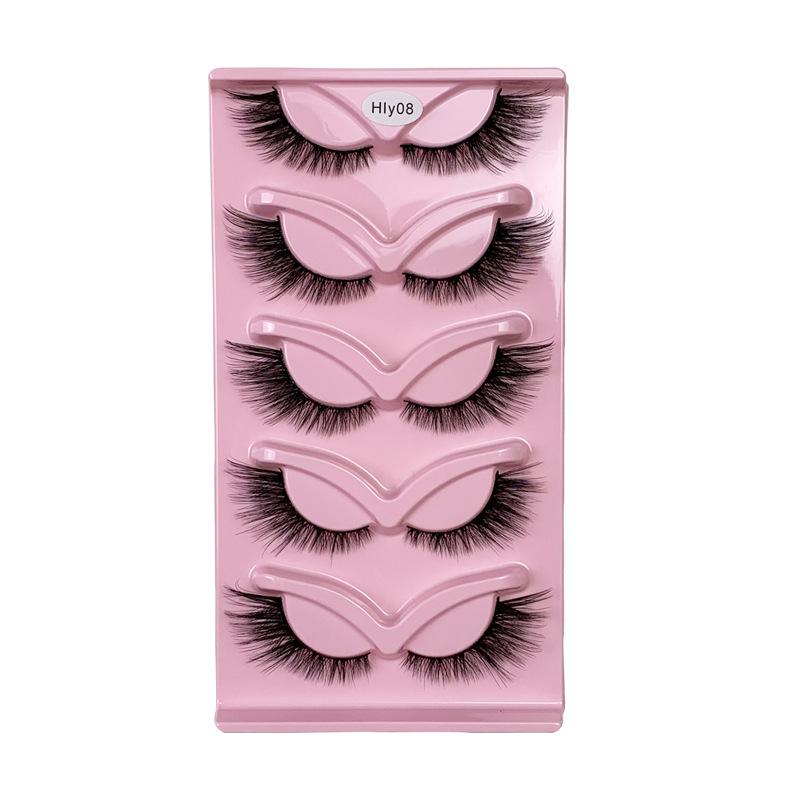 New product, elongated end of eye, exaggerated 5 pairs of slender Halloween European and American fox oblique flying false eyelashes