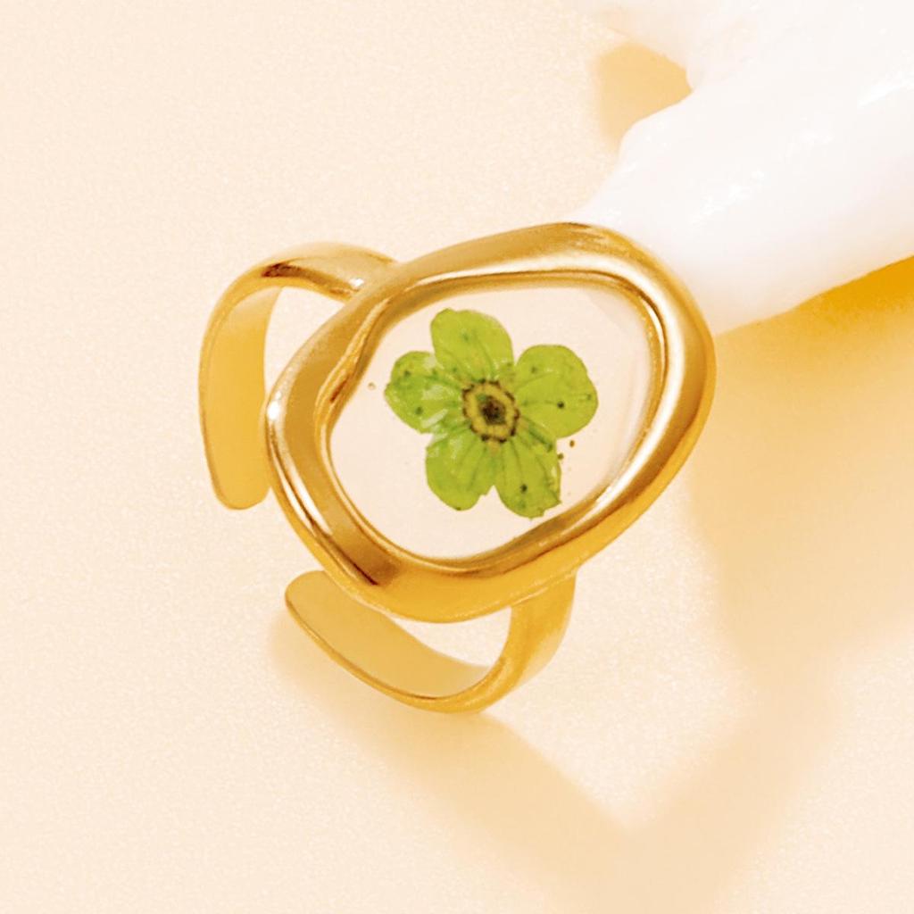 INS Style Hollow Geometric Oval 18K Gold Plated Stainless Steel Ring