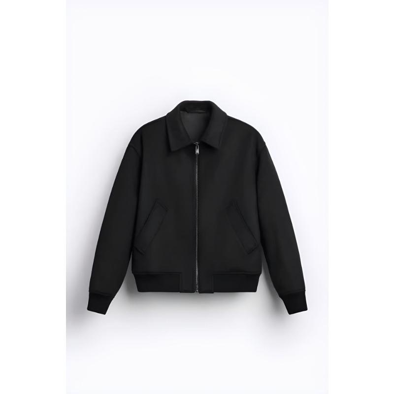 Весенне-осенняя шерстяная куртка мужская однотонная шерстяная куртка с лацканами британская куртка кардиган M чёрный