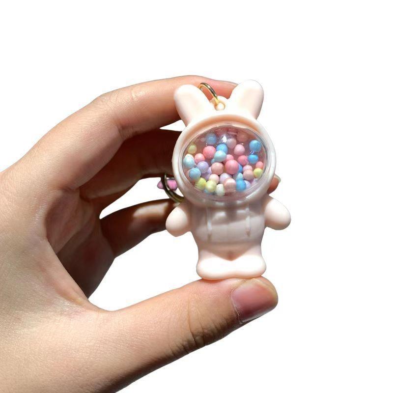 Adorable Cartoon Rabbit Keychain Cute 3d Key Ring For Car Keys In Pink