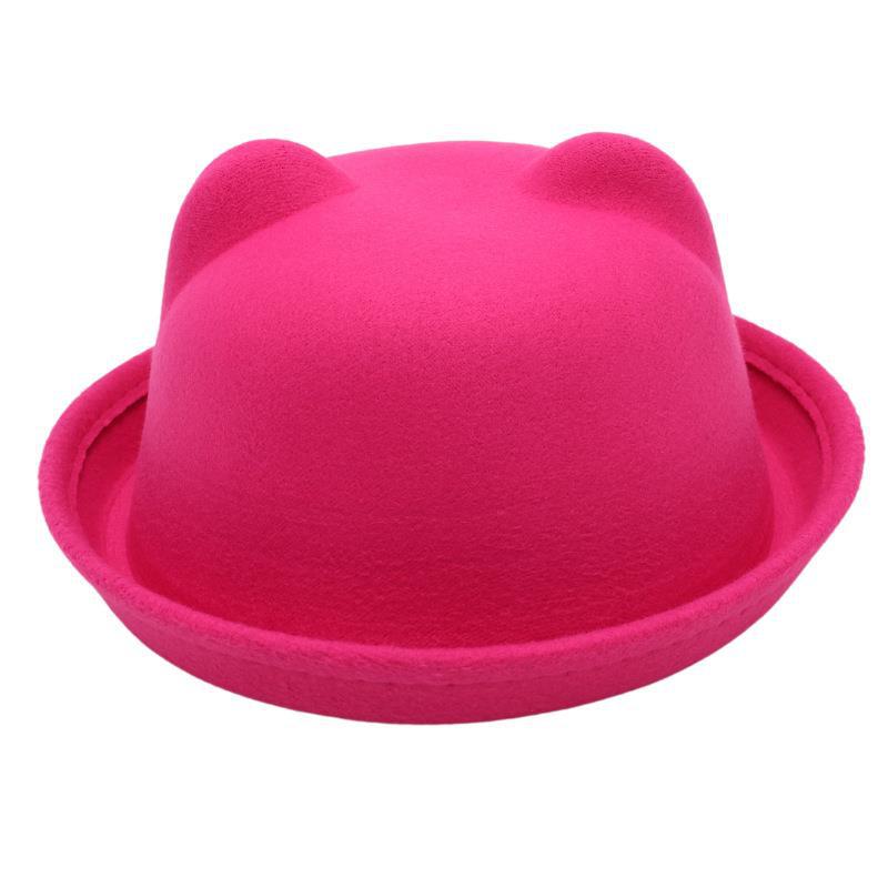 

Bowler Jk Top Hat Varsity Kids Jazz Hat Bear Felt Hat Cute Sun Hat Parent-Rebenok Adult average size head circumference 57cm