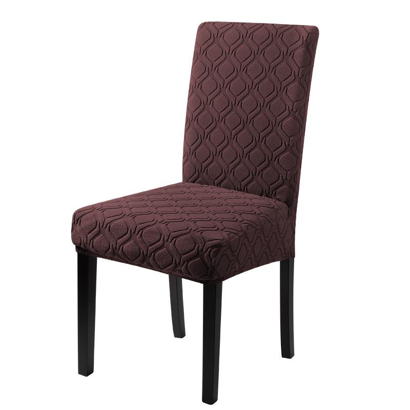 

Однотонный персиковый жаккардовый чехол на стул со средней спинкой, эластичный, всеобъемлющий, чехол на спинку стула, пыленепроницаемый и нескользящий, чехол на обеденный стул middle back chair cover кофейный