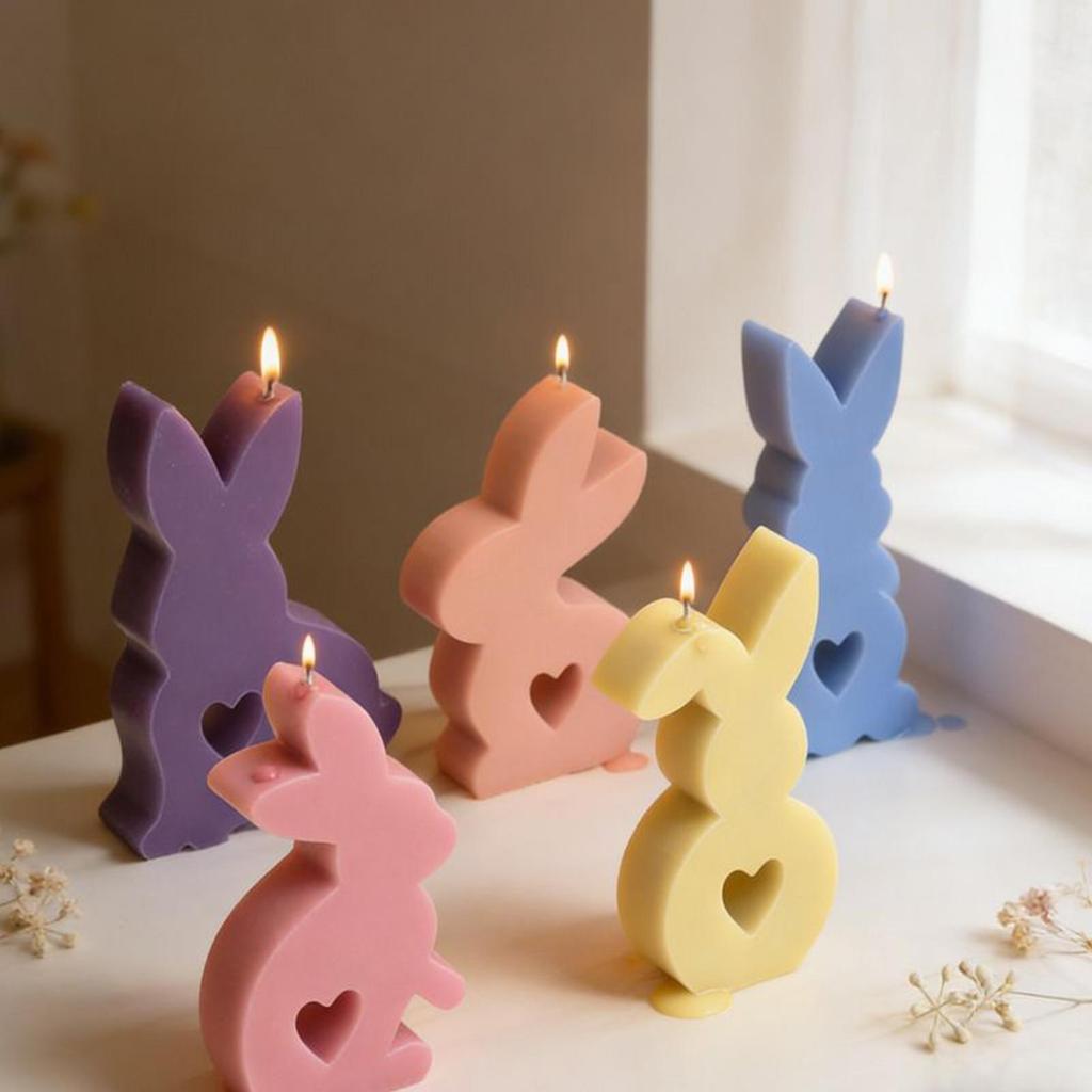 Cute Rabbit Silicone Mold For Epoxy Resin Gypsum Candle Ornament DIY Rabbit Silicone Mold Easter Decoration Crafts Casting Mould