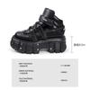 Scarpe Uomo Donna Casual Coppia Piattaforma Scuro Rialzate Pelle Muffin Metallo Punk Retro Rock Spagnolo 8 Cm