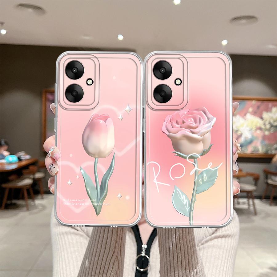 Pink Rose Soft Phone Cover Phone Case for Xiaomi Mi 11 Lite 11T Pro