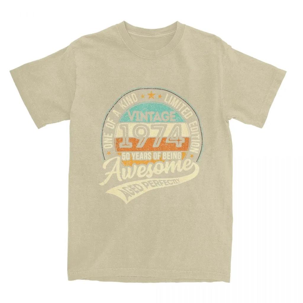 50 Years Old 50th Birthday Gifts Merch Shirt Men Women Vintage 1974 People Novelty Pure Cotton Graphic Print Tee Shirts