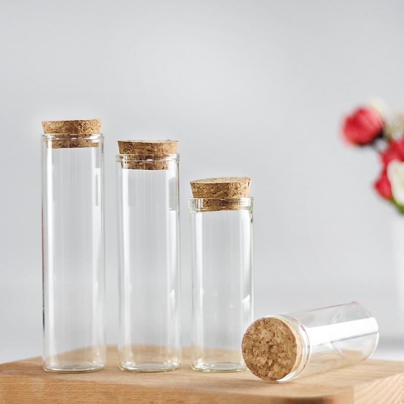 In Stock: 30 Straight-Opening Cork Stopper Glass Bottles - Rose Flower, Candy, and Agarwood Test Tube Packaging