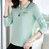 Plus Size Women Long Sleeve T Shirt Autumn Winter Middle Age Mom Base Layer Casual Polo Collar Top