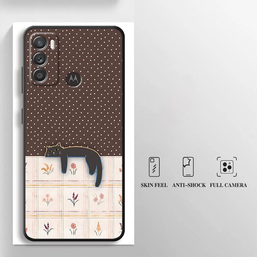 Cartoon Grid Cat Case for Motorola Moto G60s G51 G73 G52 G71 Edge 20 Pro 30 Lite G32 G50 G53 G30 G22 Edge40 Phone Cover