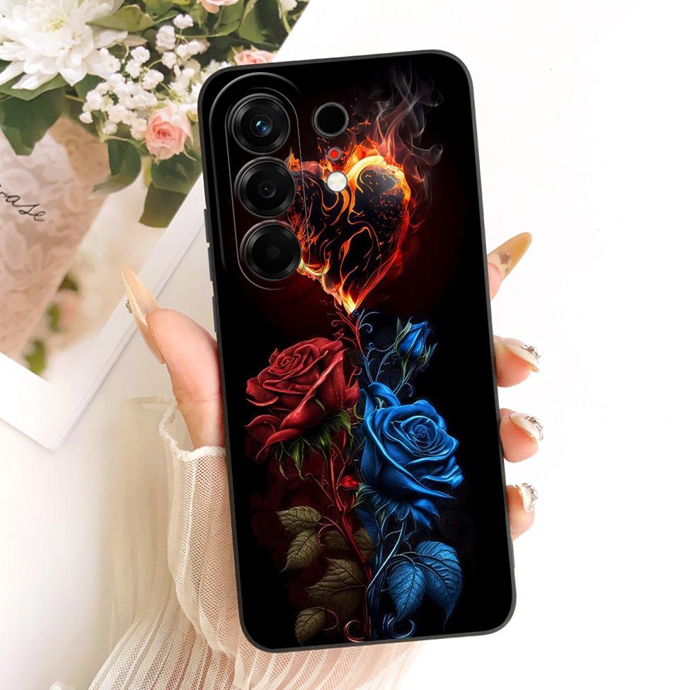 Hülle Für Tecno Camon 50 4G Cover CN5 Luxus Mode Blumen Kawaii Niedlich Bemalt Stoßfest Silikonhülle Für Techno Camon 50 4G