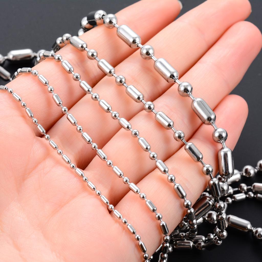 Fashion Stainless Steel Beads Necklace Link Bamboo Neck Chain for Men Women No Fade Collar Choker Copper Color Metal Jewelry