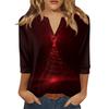 Women's T Shirt Print Button 3/4 Sleeve Daily Weekend Fashion Basic V- Neck Regular Top