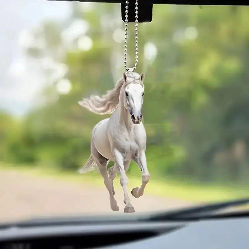 Acrylic White Beautiful Horse Car Ornament Trendy Decoration For Car Design Interior