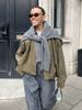 Autumn Casual Velvet Texture Stand Collar Flight Jacket Women's