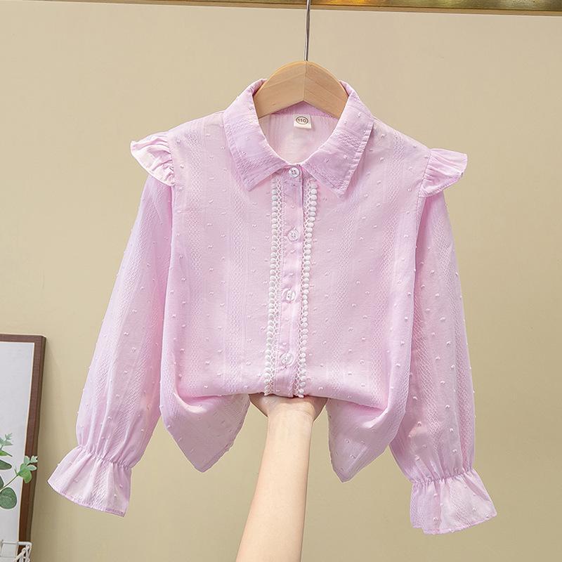 Mädchen-Langarm-Schulhemd aus weißer Baumwolle: Stilvolles, vielseitiges Frühjahrs-/Herbstoberteil