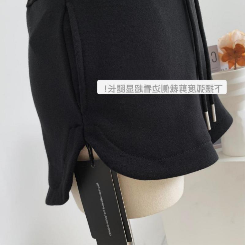 Long Gray Sports Shorts Show Legs Women Wear Loose Side Slit Wide-leg Pants High Waist Drawstring In Summer