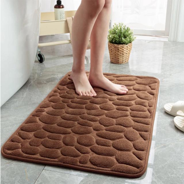 Schöne Badezimmer-Badematte mit Kopfsteinpflaster-Prägung, rutschfeste Teppiche im Waschbecken, Badewanne, seitlicher Bodenteppich, Duschraum-Fußmatte, Memory-Schaum-Pad