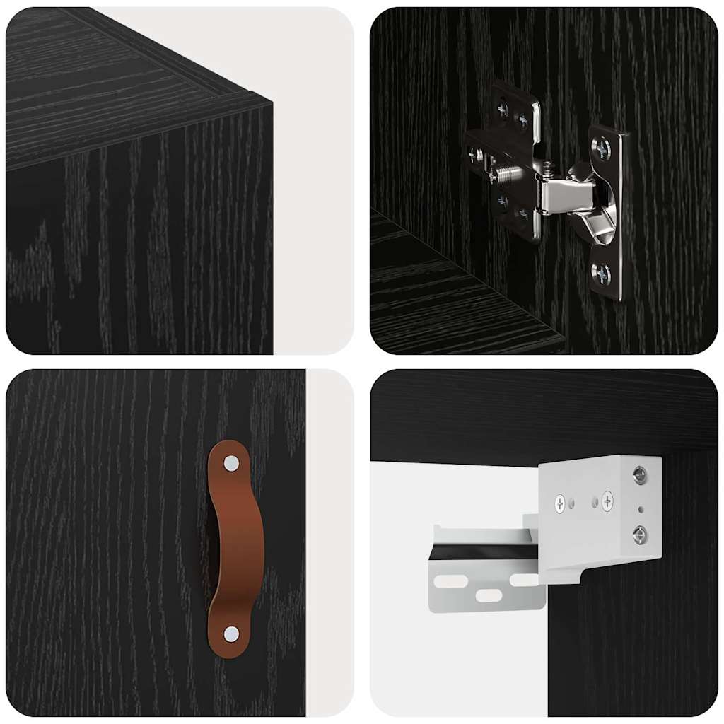 Wall Mounted Cabinet Black Oak Effect 60 X 31 X 60 Cm Particleboard