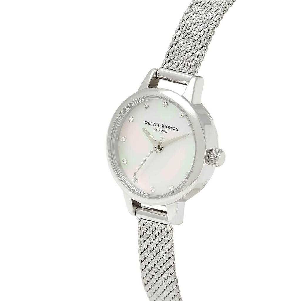 Authorized Retailer Olivia Burton Classics Mini Watch OB16MN04 White with Sparkle Boucle Mesh [OLIVIA BURTON] Women's Mother-of-Pearl Markers/Silver