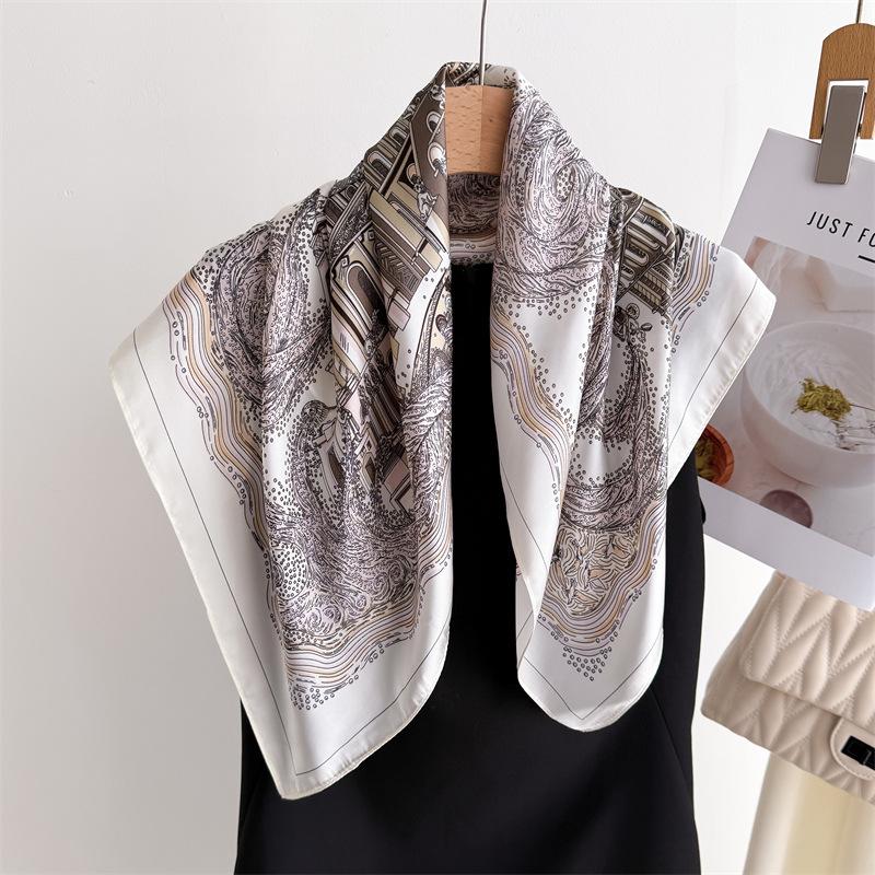 Spring Square Scarf Women‘s Fashion Print Scarf Luxury Imitation Silk Neckerchief Bandanas Hairbands Wraps For Travel