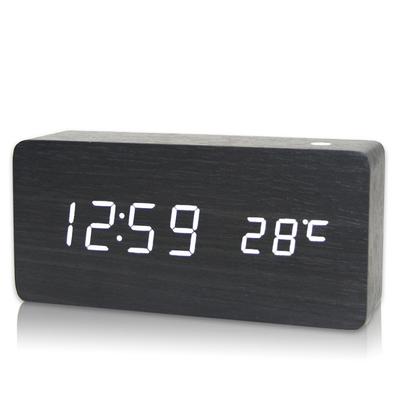 Çalar Saat LED Ahşap Saat Masa Ses Kontrollü Dijital Ahşap Despertador USB/AAA ile Çalışan Elektronik Masaüstü Saatleri