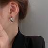 Silver Needle Fashion Geometric Doudou Earrings Hong Kong Style Versatile Cold Wind Earrings Simple Premium Temperament Earrings