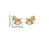 Chinese Style Crystal Zodiac Pony Earrings Cartoon New Year Ear Studs  New Year Gift