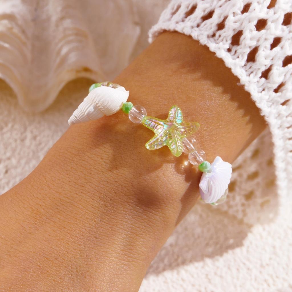 Resin Starfish Shell Conch Rice Beaded Bracelets For Women Men Trendy Sea Star Ocean Beach Bangle Summer Holiday Party Jewelry