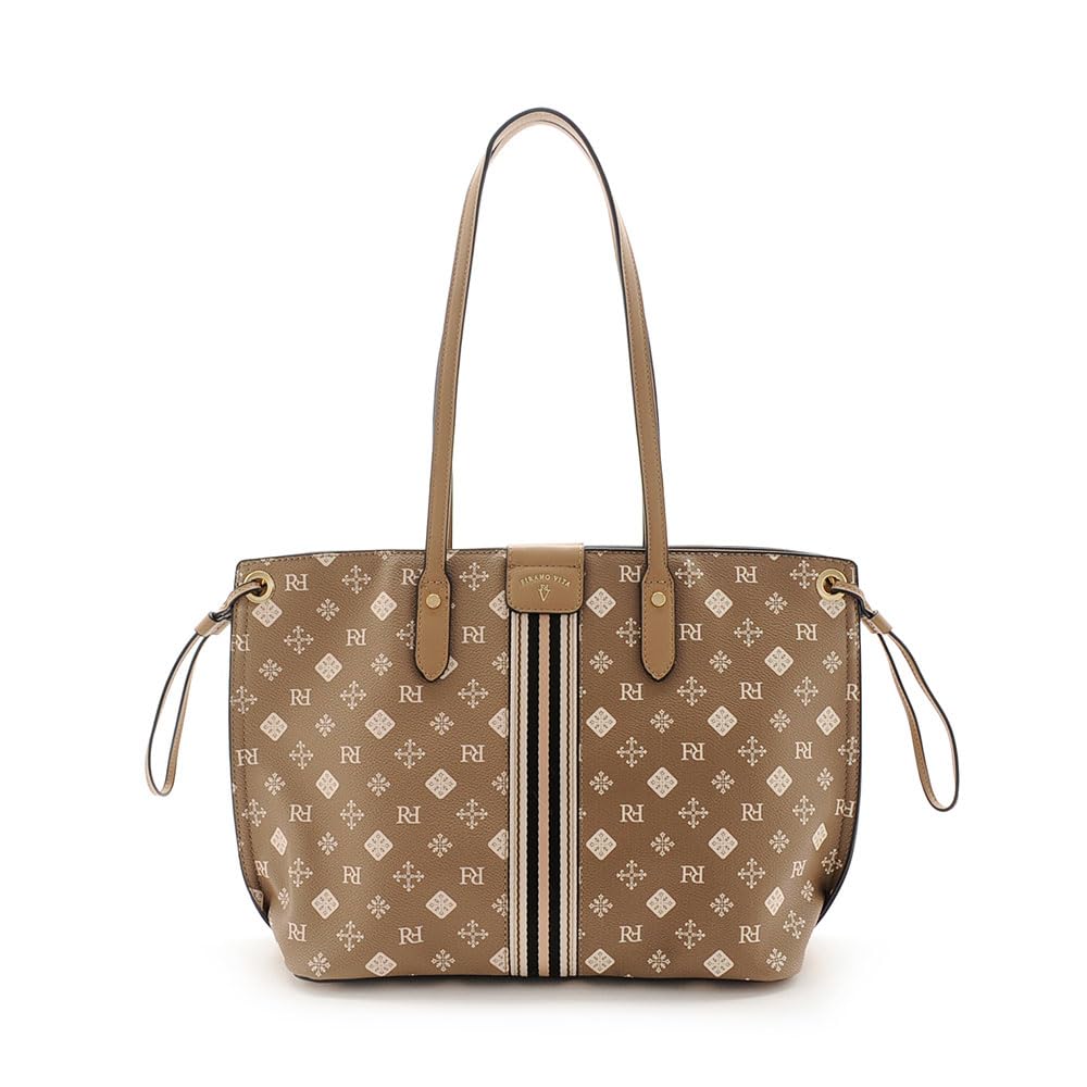 FIRANO VITA Monogram Line Tote Bag for Women, VITA GINGER, Featured on the Web in Collaboration with Ayame Goriki, Daily Bag, Gift, V402881, Beige